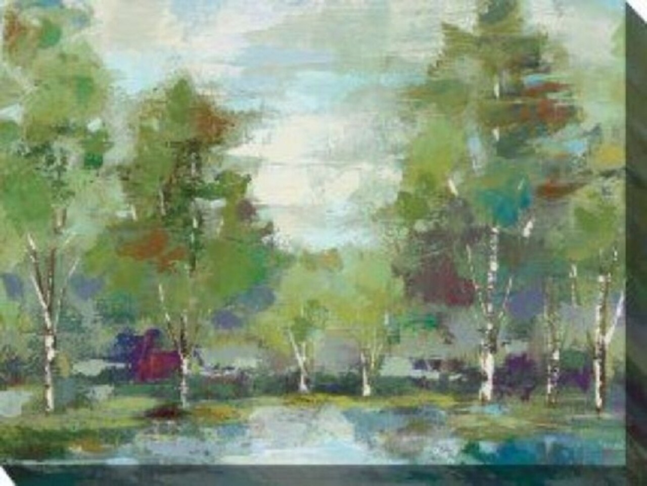 Outdoor Living and Style Green and Blue Earth Outdoor Canvas Rectangular Wall Art Decor 40" x 30"